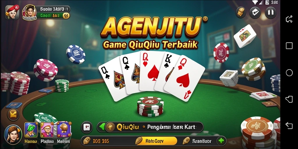 Screenshot gameplay AGENJITU dengan tampilan kartu QiuQiu yang menarik.