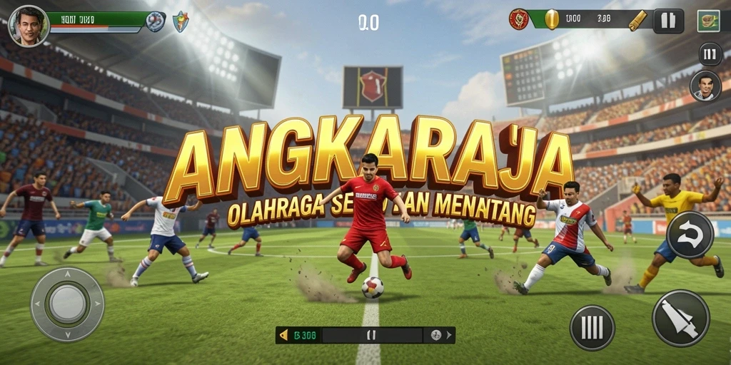 Tampilan gameplay menegangkan dalam permainan olahraga ANGKARAJA.