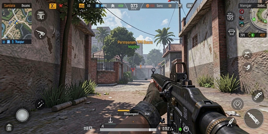 Tangkapan layar D73 menampilkan aksi intense dalam gameplay TPS.
