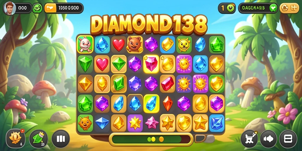 Gameplay seru DIAMOND138 dengan tantangan Match-3 yang menarik.