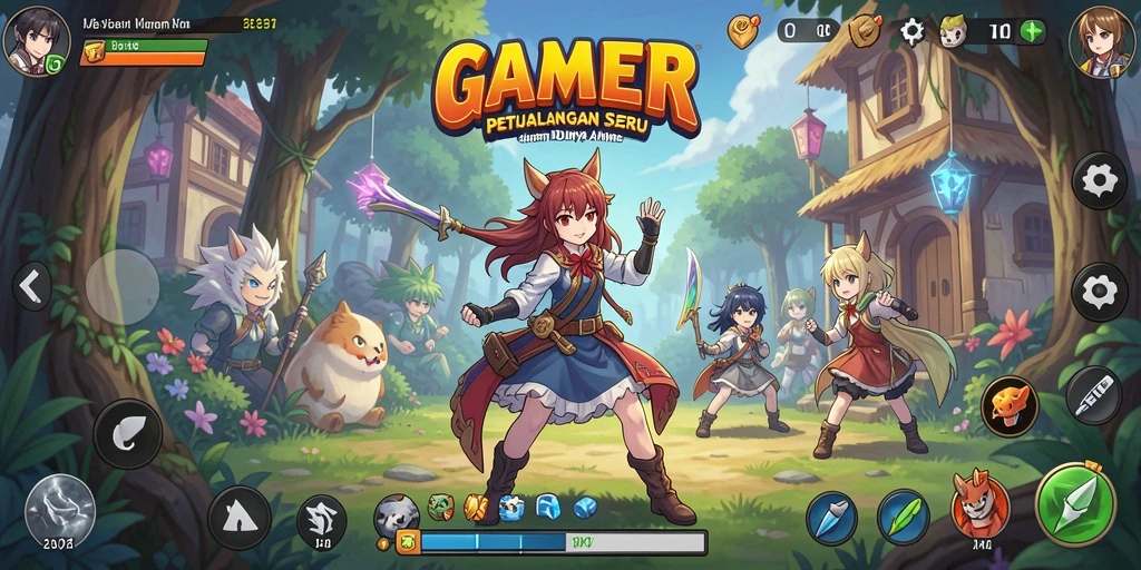 Screenshot GAMERP menampilkan pertarungan seru antar karakter anime.
