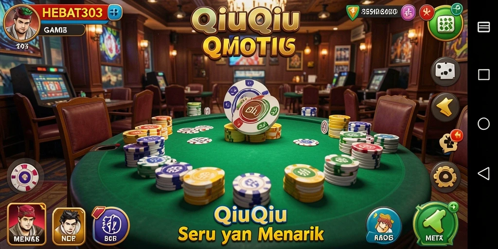 Tangkapan layar gameplay QiuQiu dengan antarmuka yang menarik.