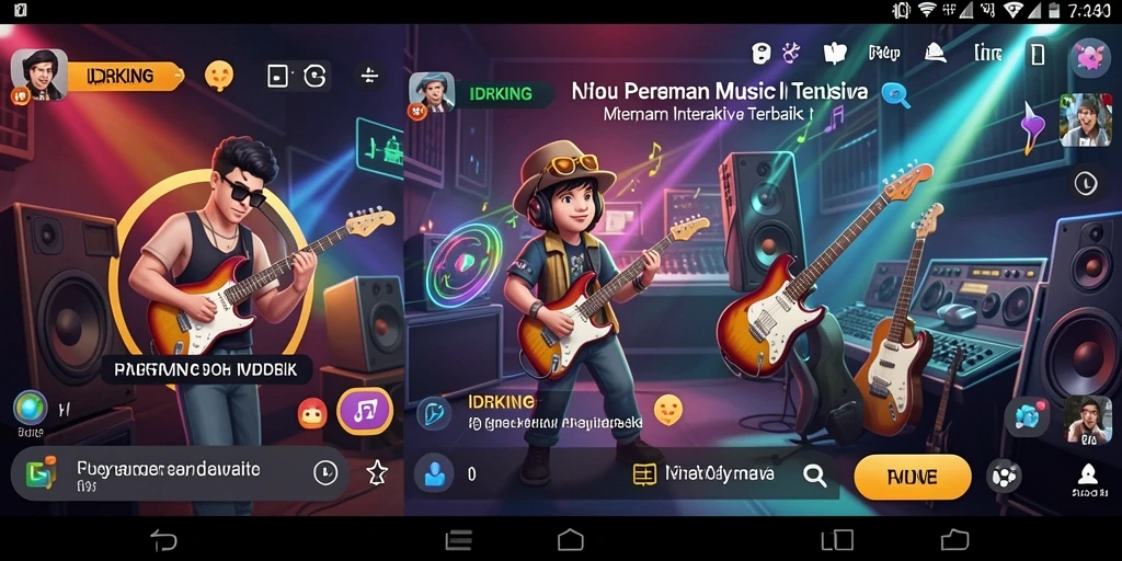 Tampilan gameplay IDRKING yang menarik dengan berbagai pilihan musik.