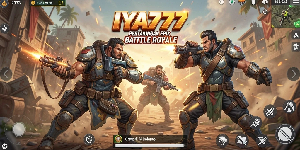 Screenshot gameplay IYA777 dengan aksi pertarungan Battle Royale yang seru.