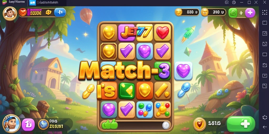 Tampilan gameplay JET77 yang memukau dalam permainan Match-3.