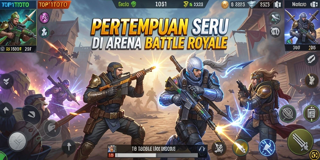 Tangkapan layar menunjukkan aksi seru gameplay TOP1TOTO di arena Battle Royale.