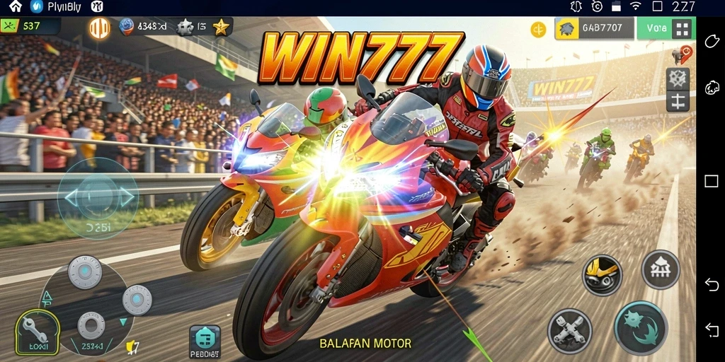 Tampilan gameplay balapan motor yang mendebarkan di WIN777.