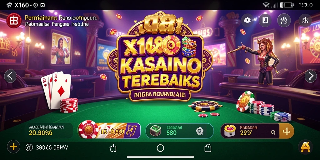 Tampilan utama X168 menunjukkan gameplay yang seru dan menarik di Kasino.